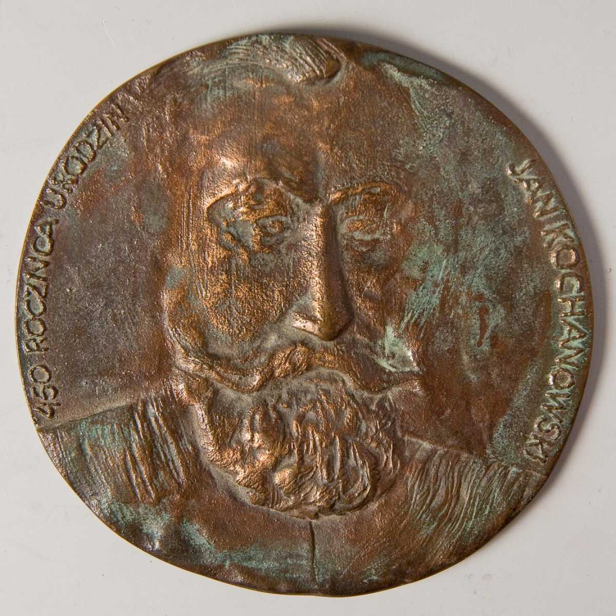 Medal w kształcie koła, płaskorzeźba, Głowa Jana Kochanowskiego en face. - 109