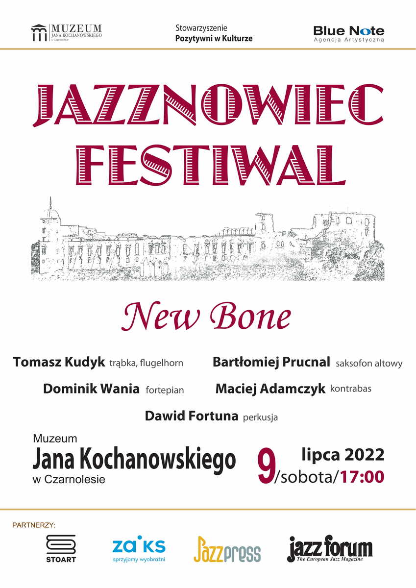 Koncert kwintetu jazzowego NEW BONE 09 lipca godz. 17.00